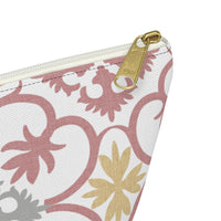 Portugal Tile Accessory Pouch w T-bottom in Pink